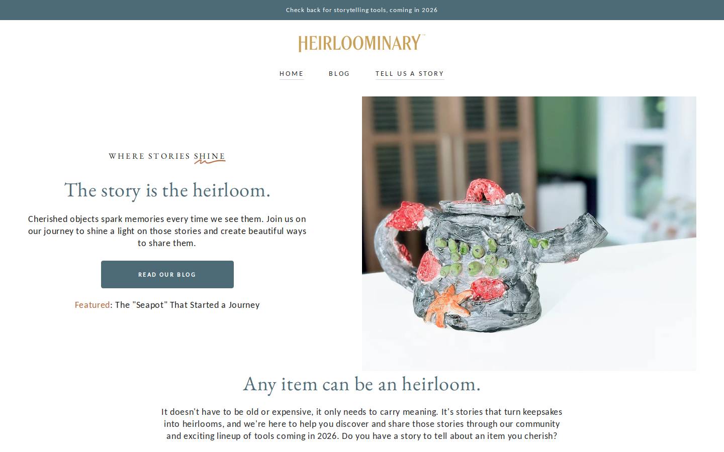 heirloominary.com homepage screenshot