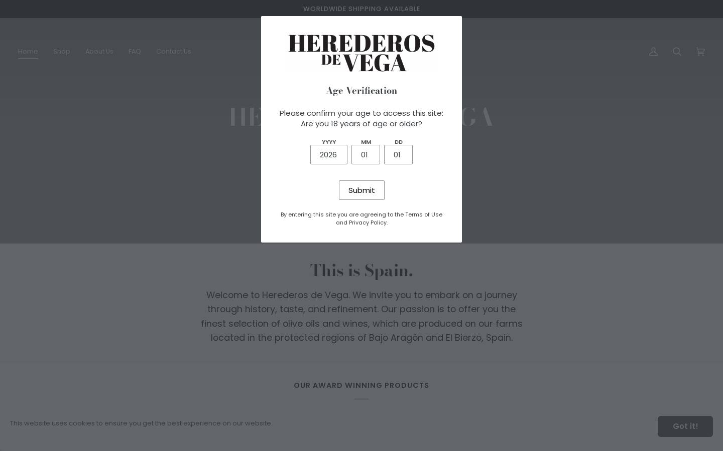 heirsofvega.com homepage screenshot