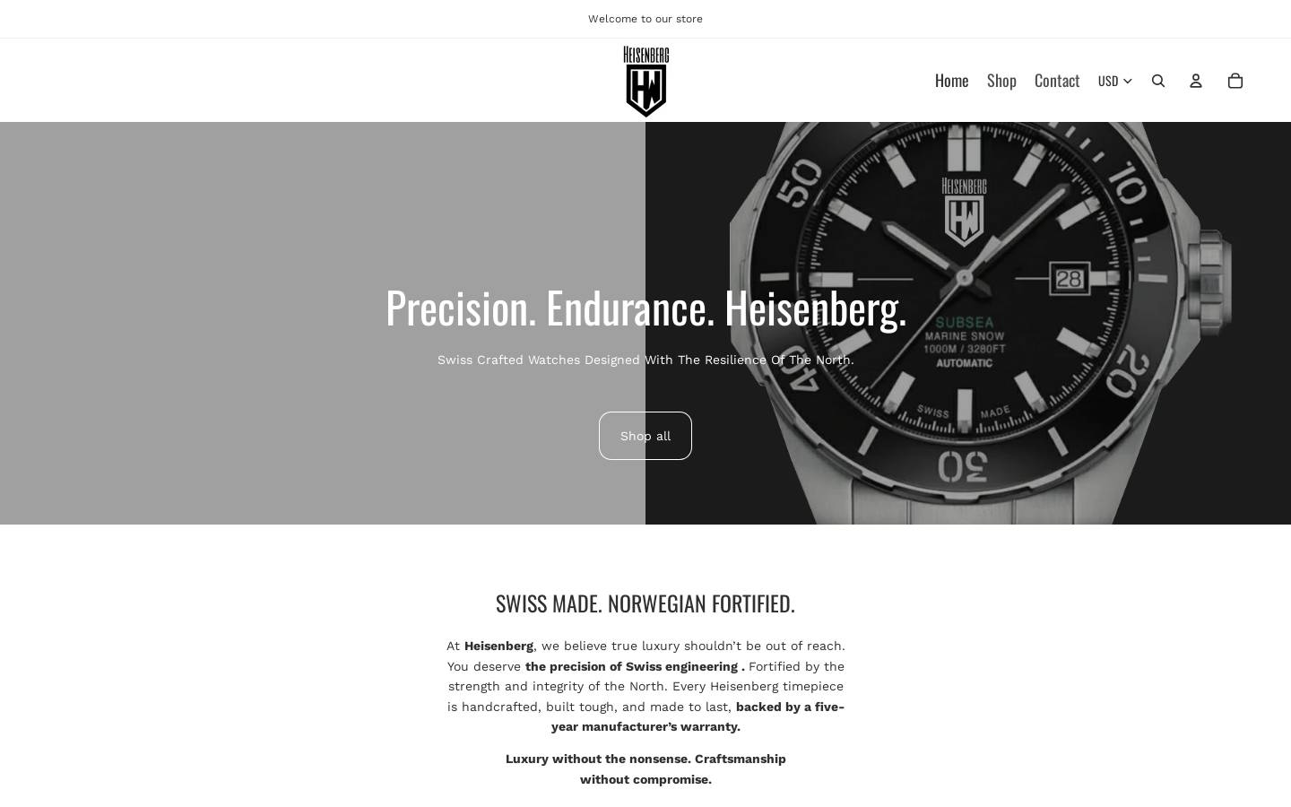 heisenbergwatches.com homepage screenshot