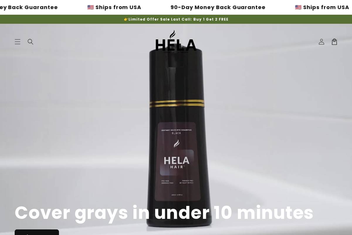 Helahair homepage screenshot