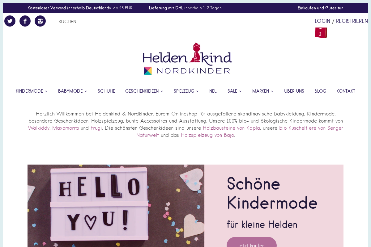 Heldenkind homepage screenshot
