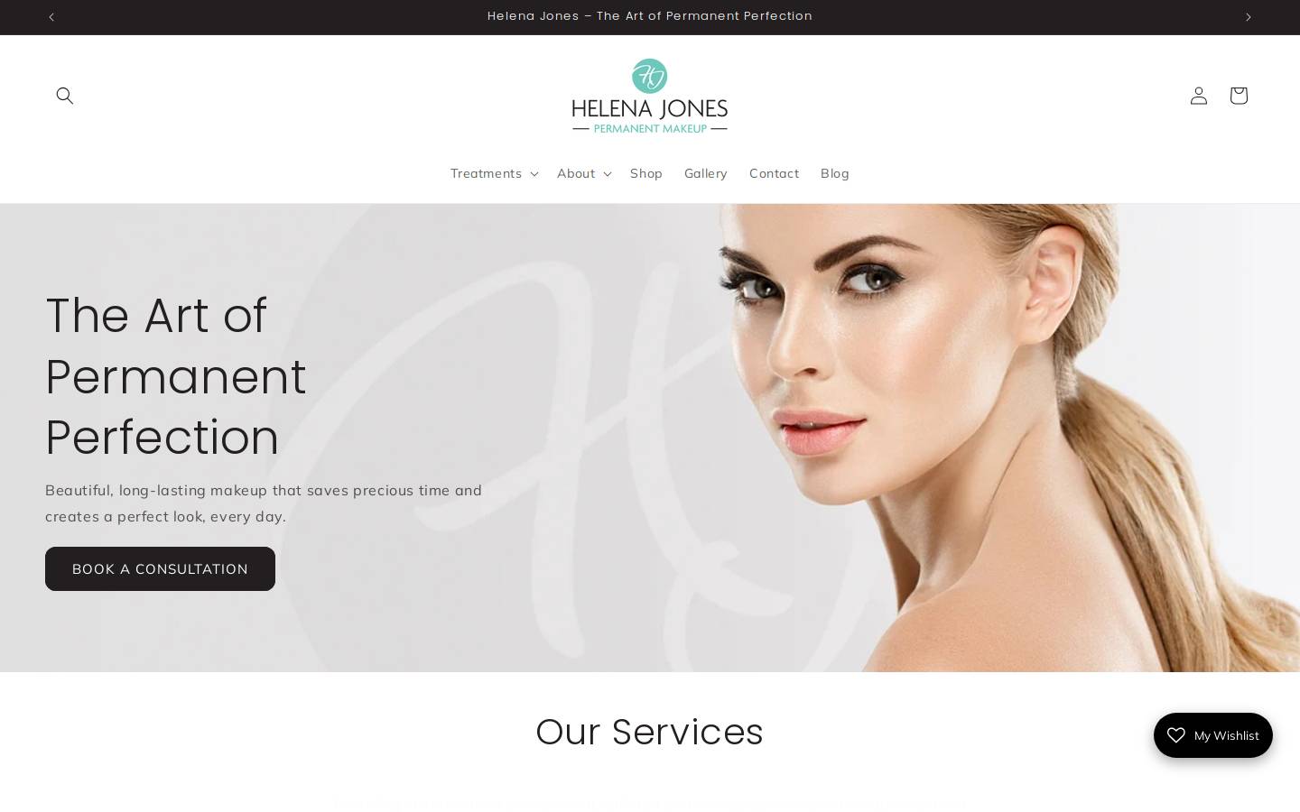 Helena Jones Permanent Makeup homepage screenshot