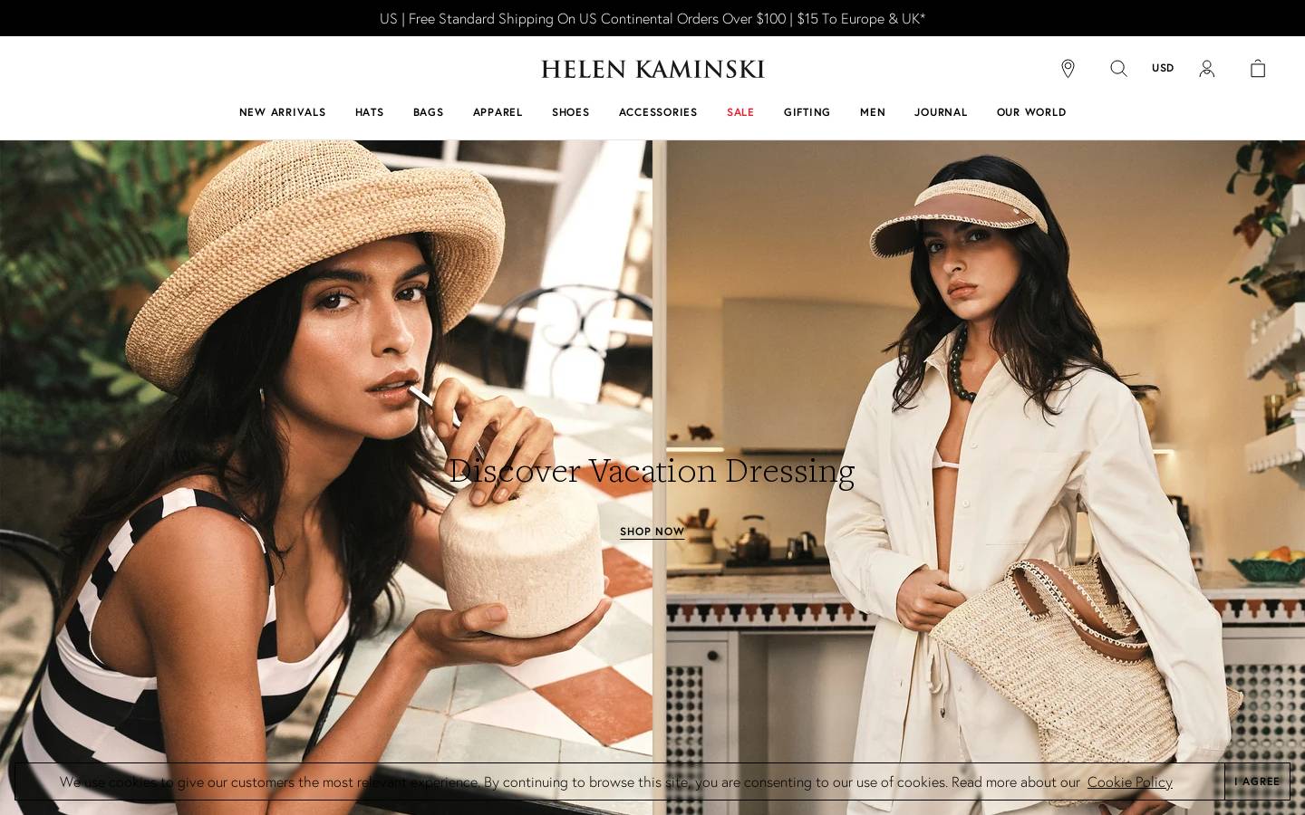 helenkaminski.com homepage screenshot