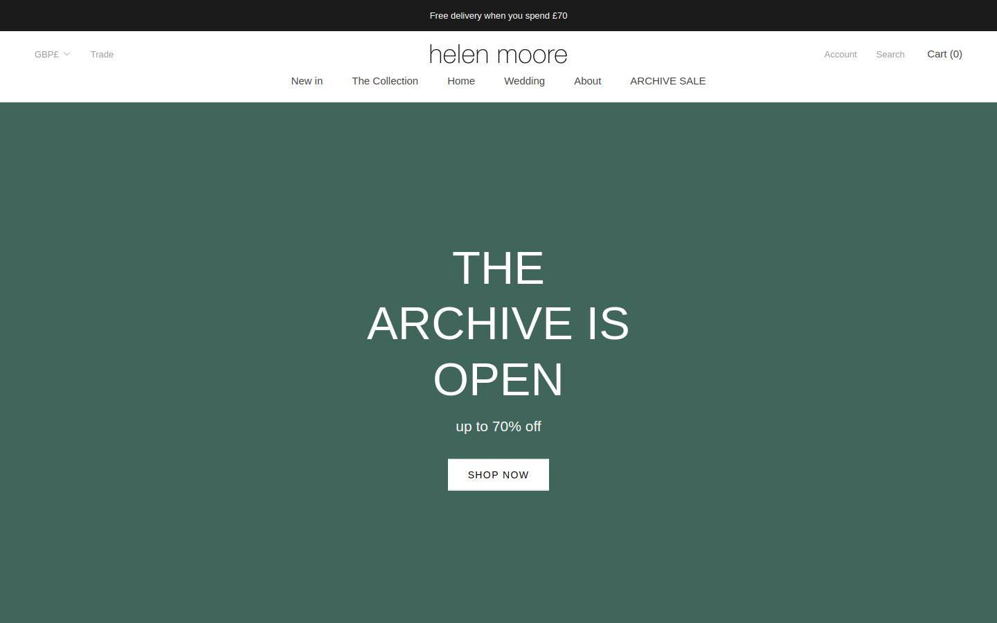 Helen Moore homepage screenshot