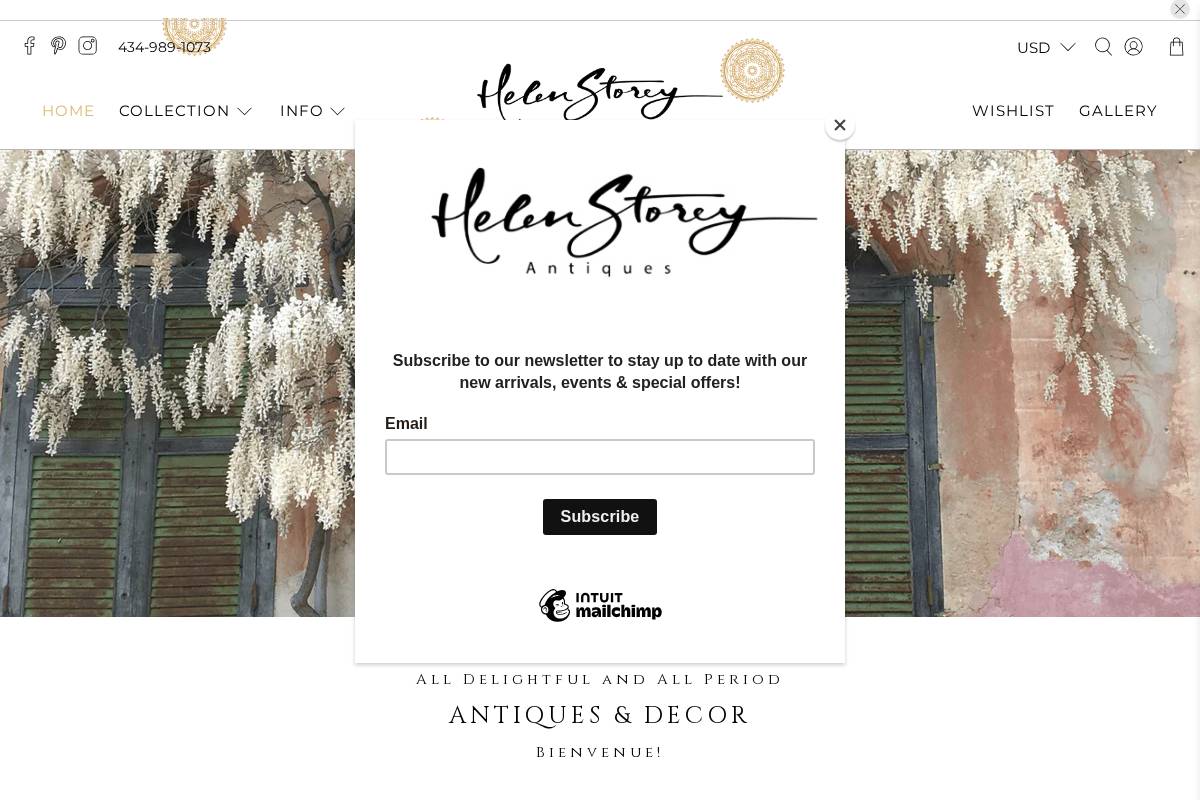 helenstoreyantiques.com homepage screenshot