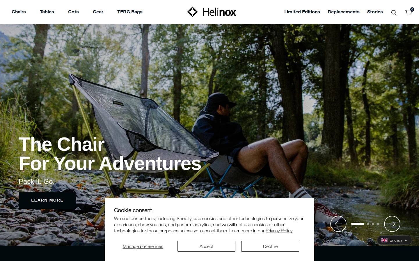 helinox.eu homepage screenshot