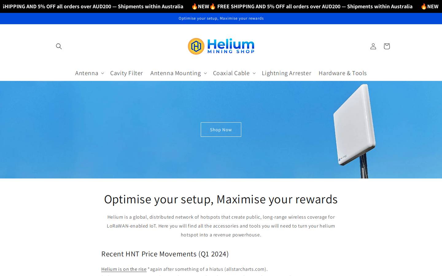 heliumminingshop.com.au homepage screenshot