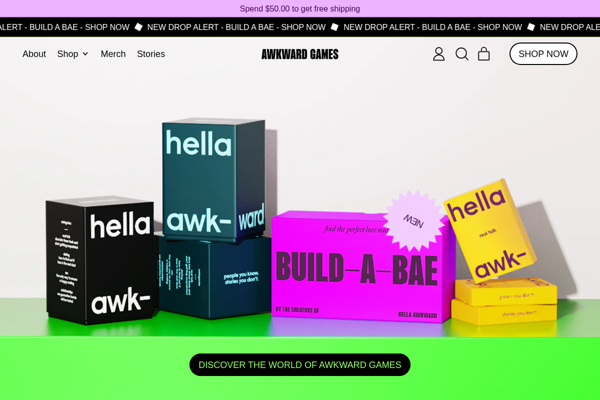 Awkward Games homepage screenshot