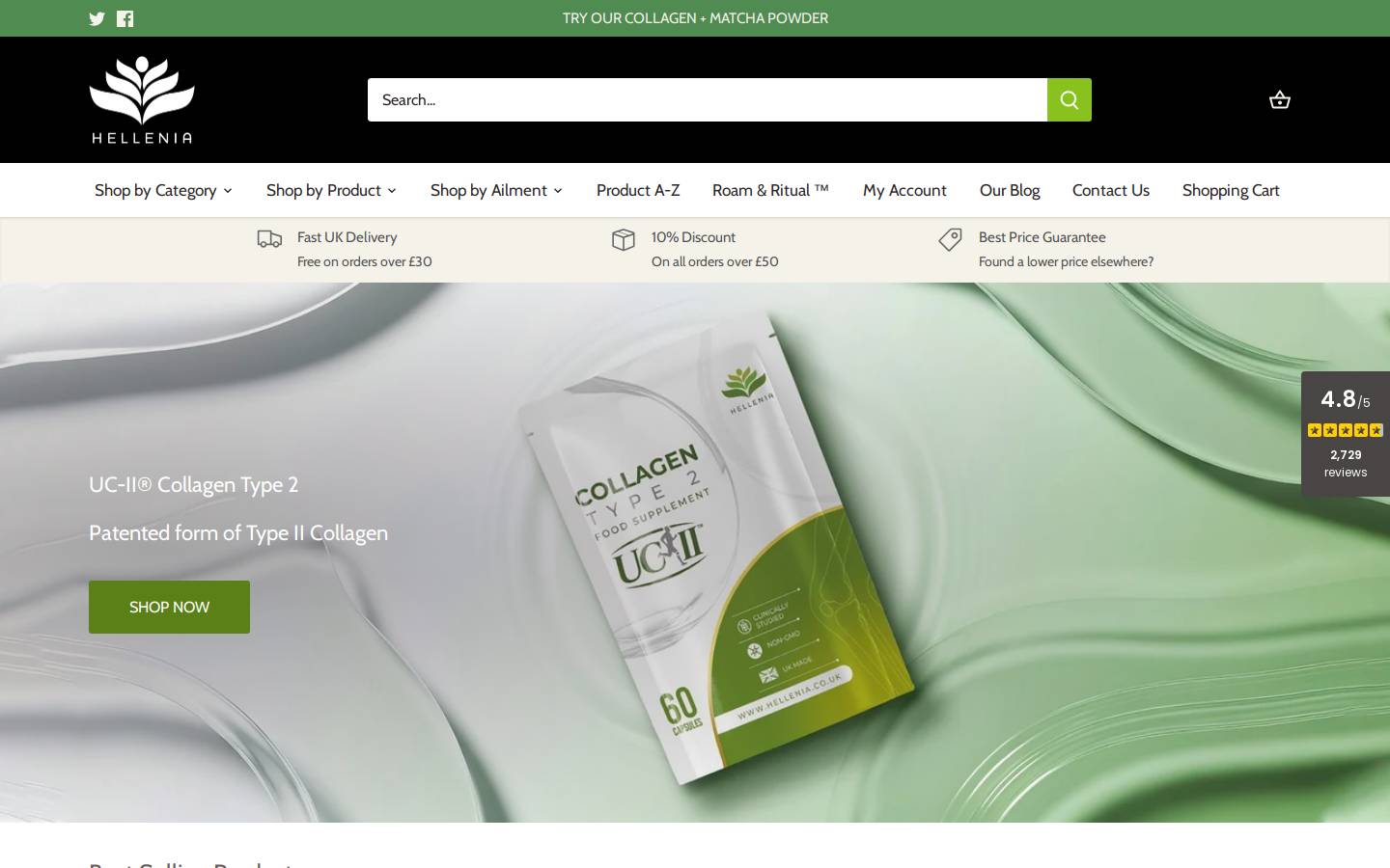 Hellenia Healthfoods homepage screenshot