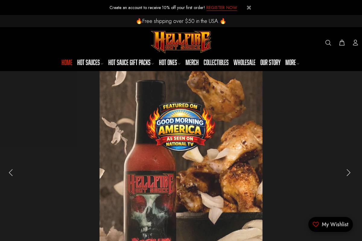 hellfirehotsauce.com homepage screenshot
