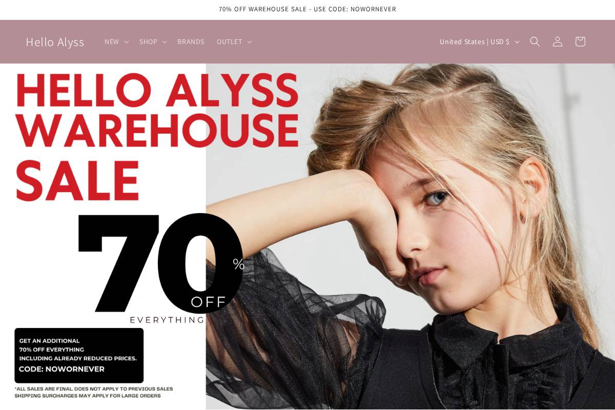 hello-alyss.com homepage screenshot