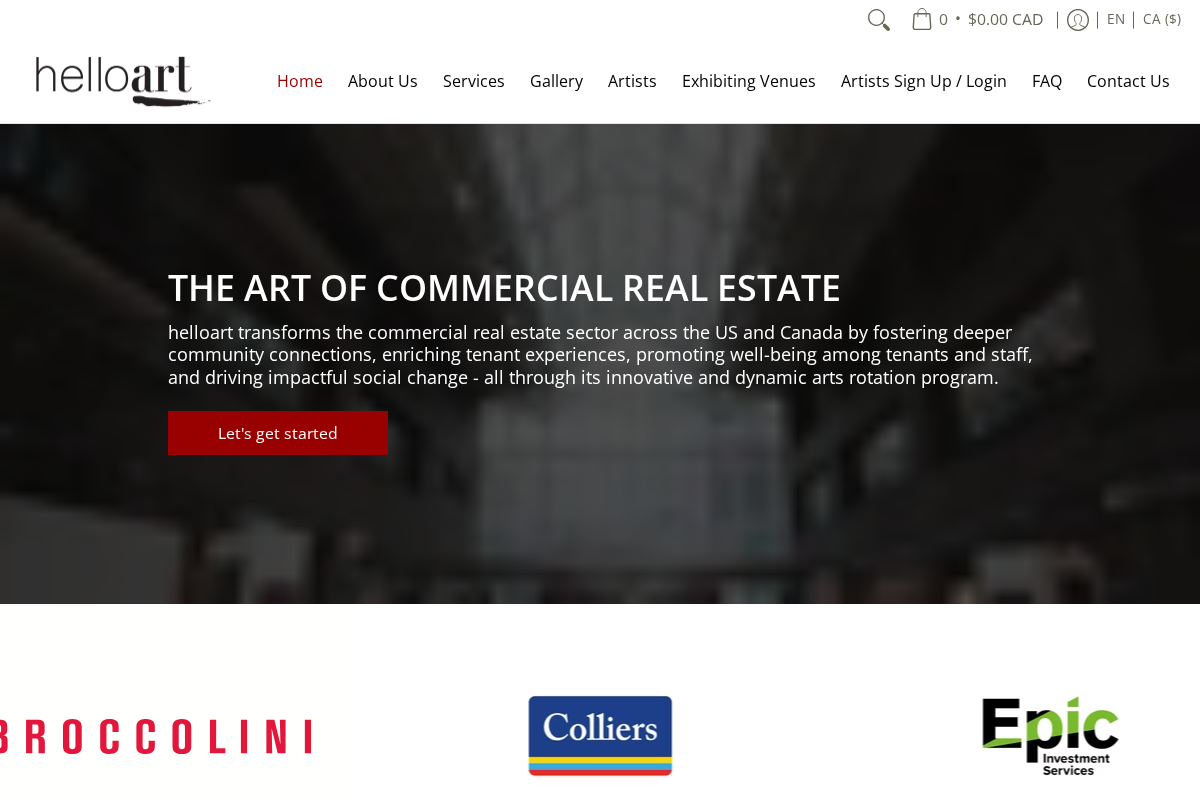 helloart homepage screenshot