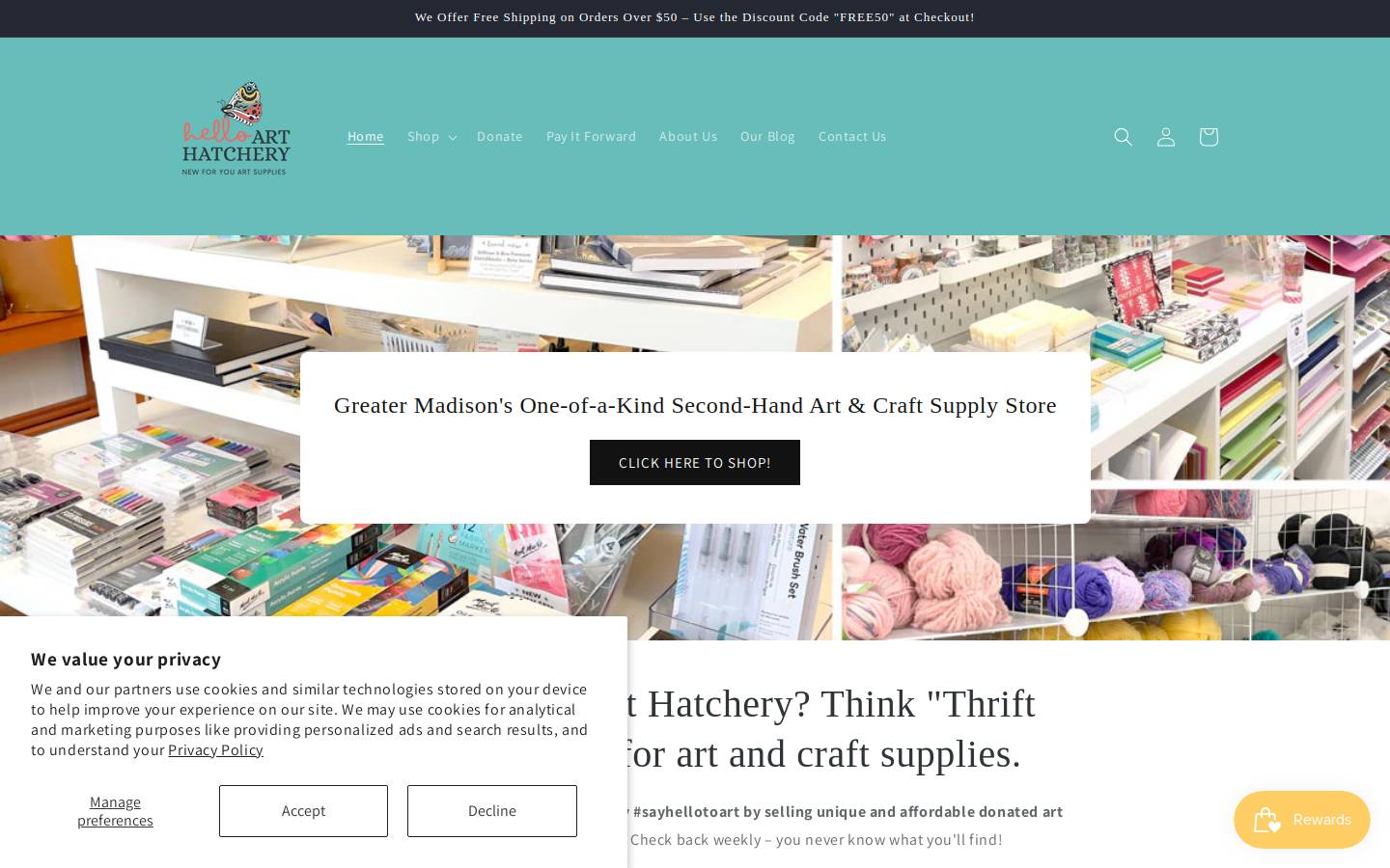 helloarthatchery.com homepage screenshot