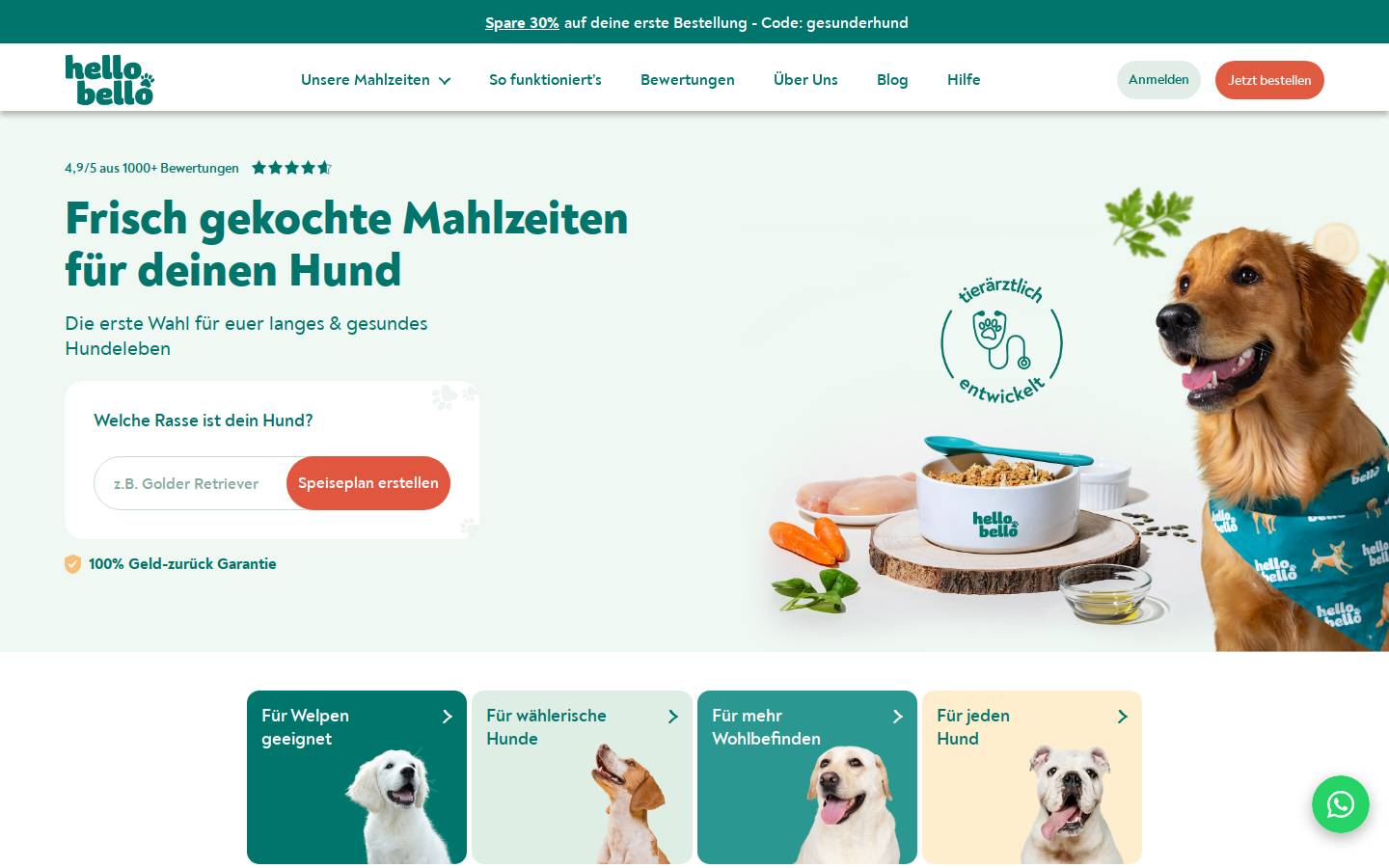 Hello Bello homepage screenshot