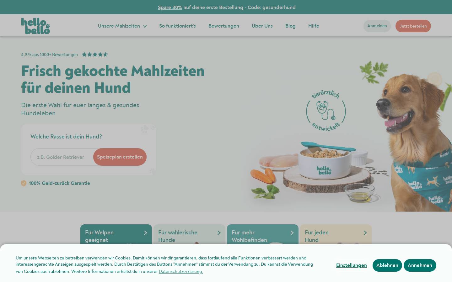 Hello Bello homepage screenshot