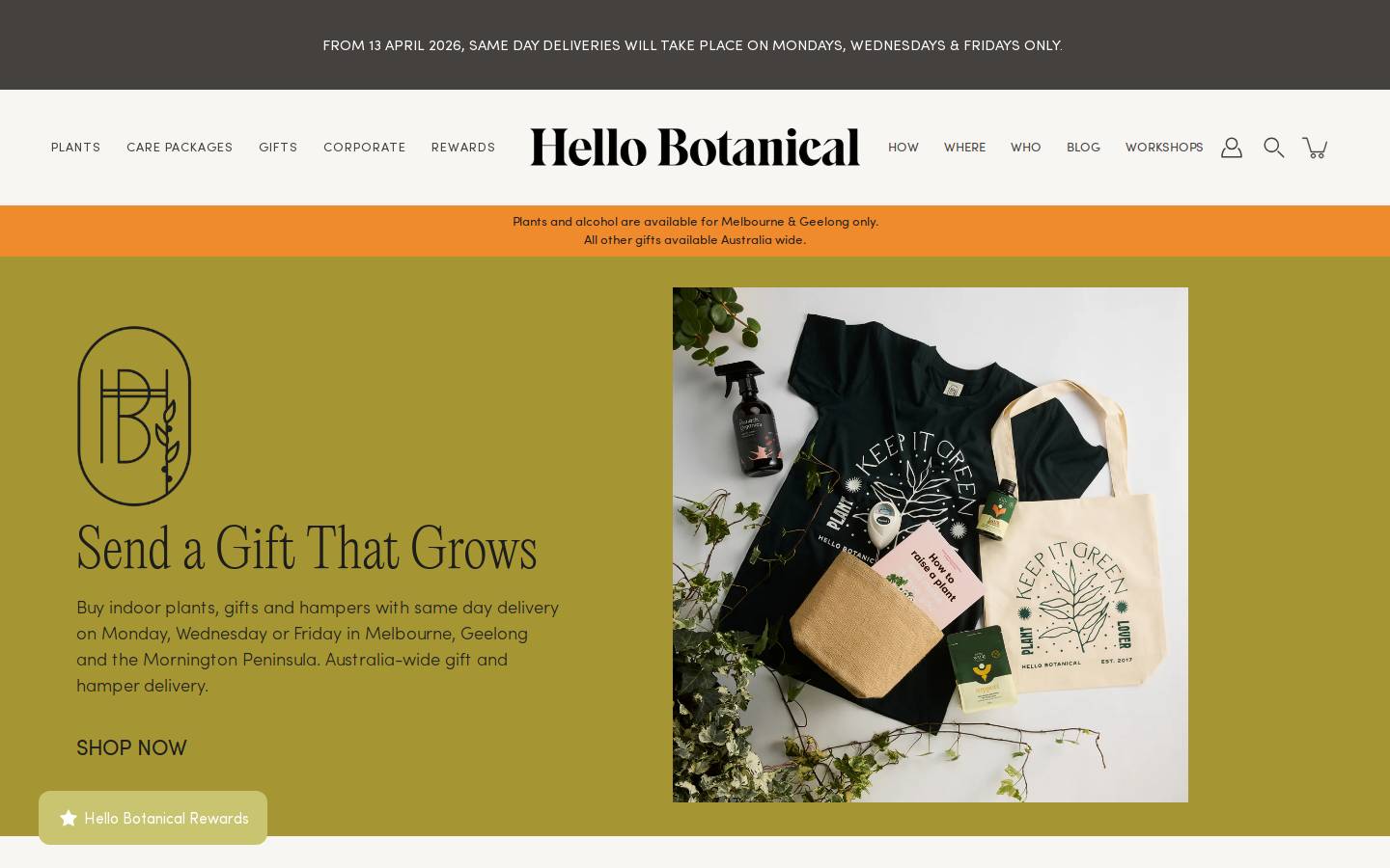 hellobotanical.com.au homepage screenshot