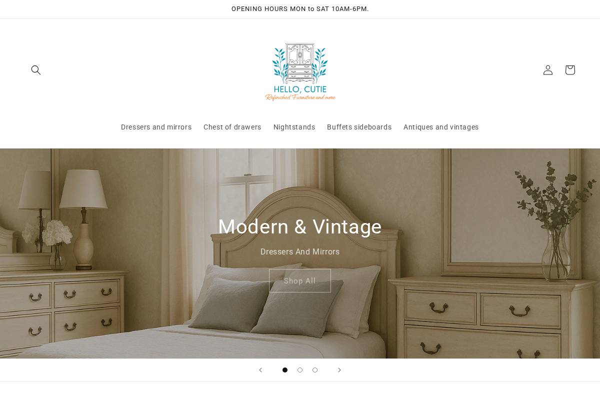hellocutiefurniture.com homepage screenshot