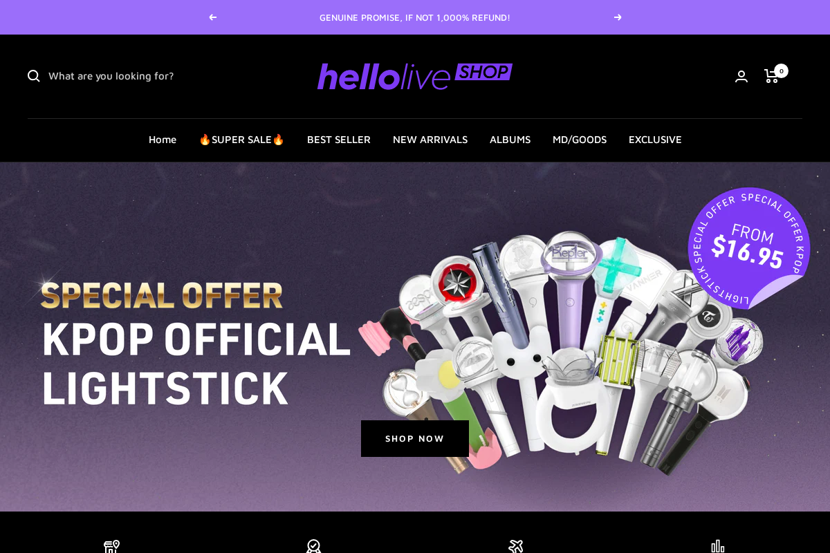 hellolive SHOP homepage screenshot