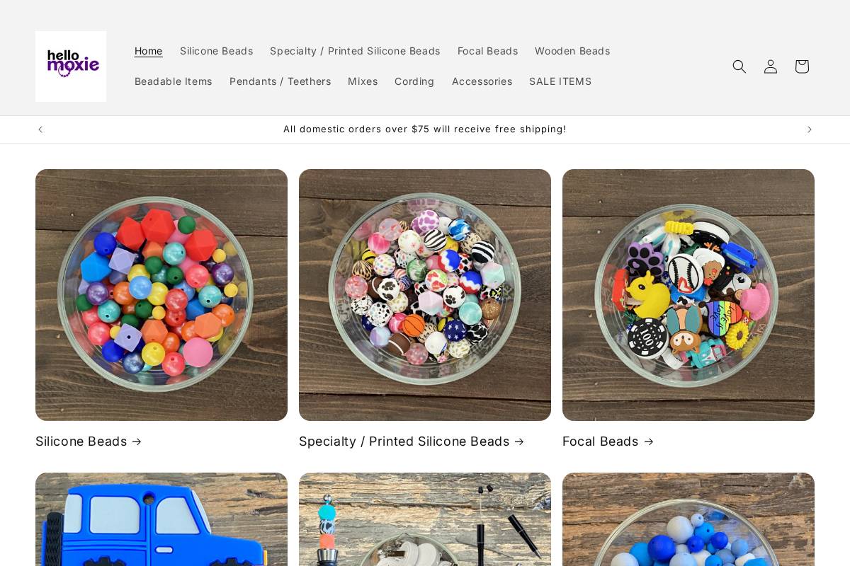hellomoxiebeads.com homepage screenshot