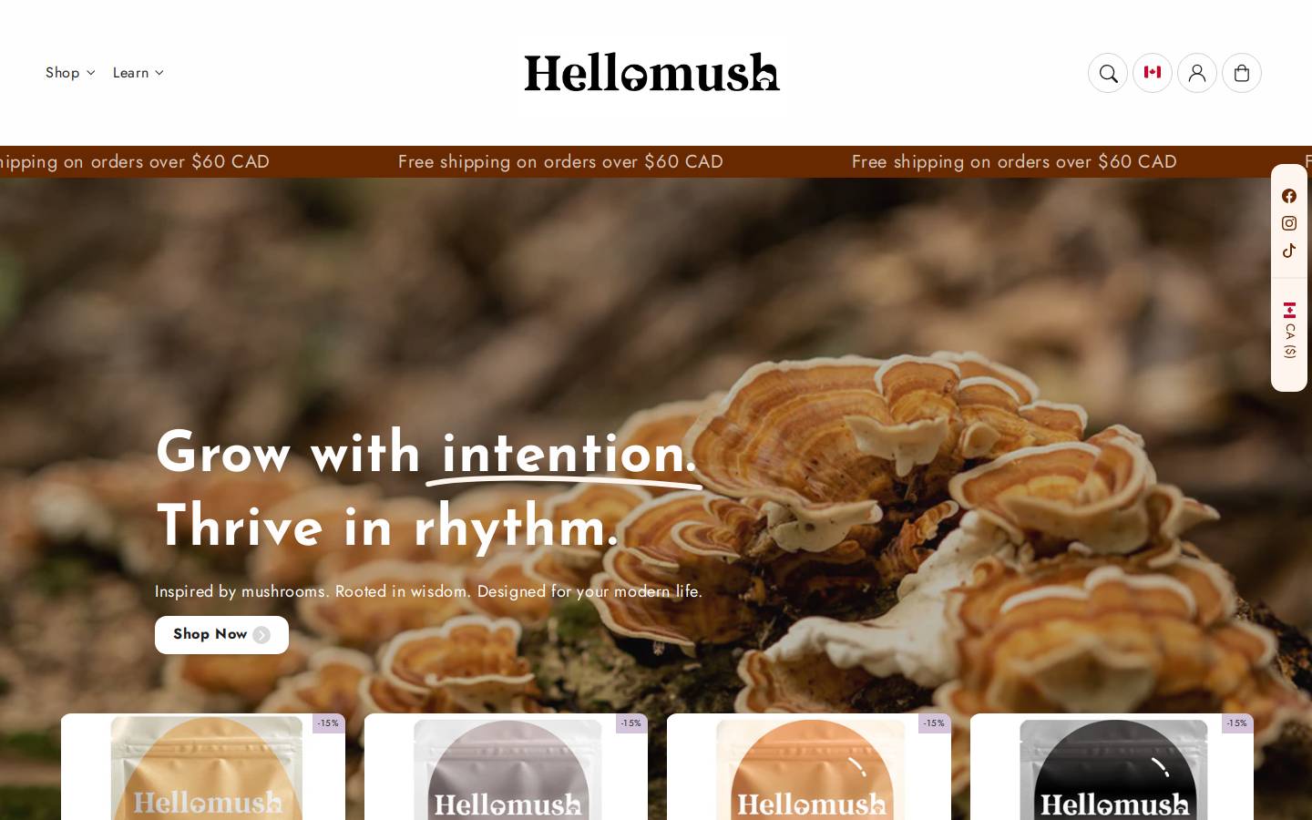 hellomush.ca homepage screenshot