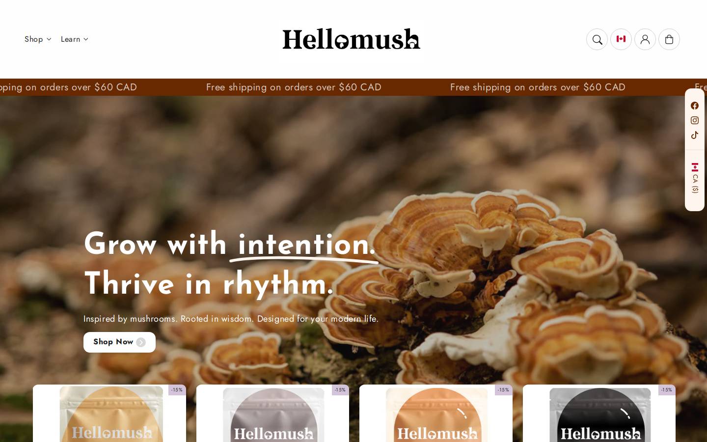 hellomushsuperfood.com homepage screenshot
