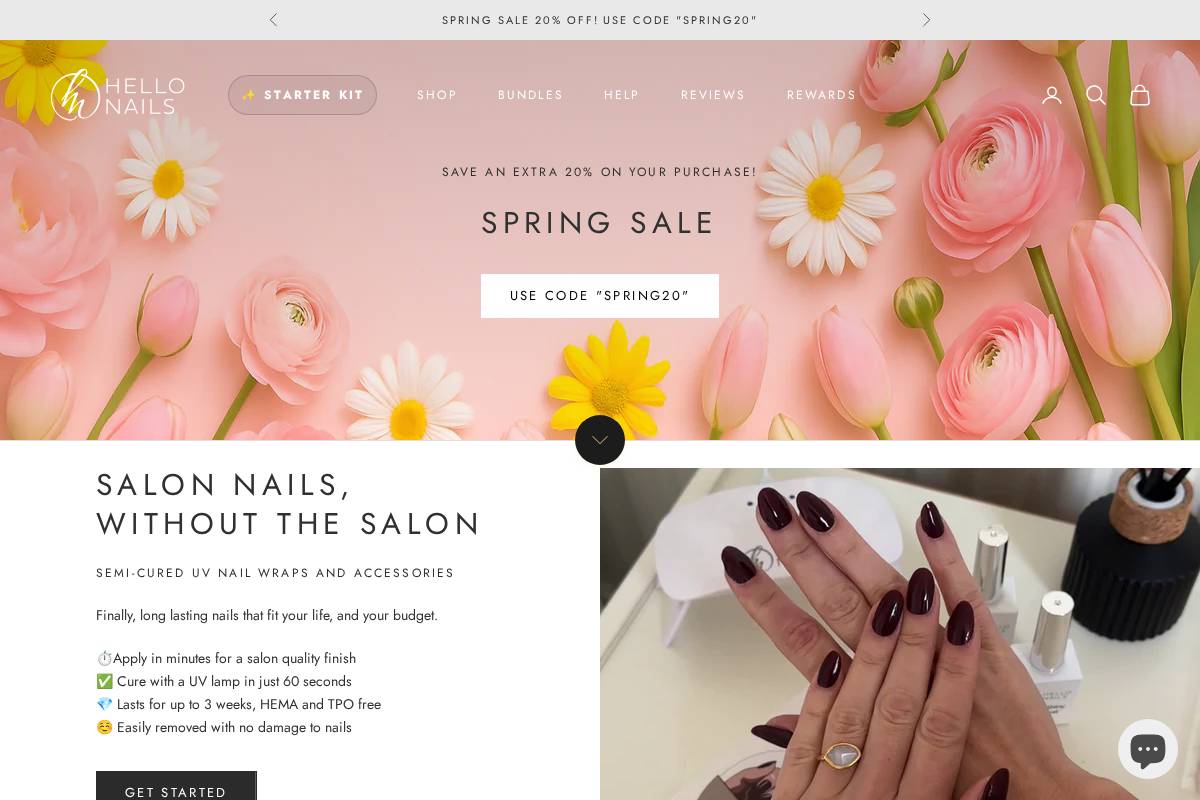 Hello Nails homepage screenshot