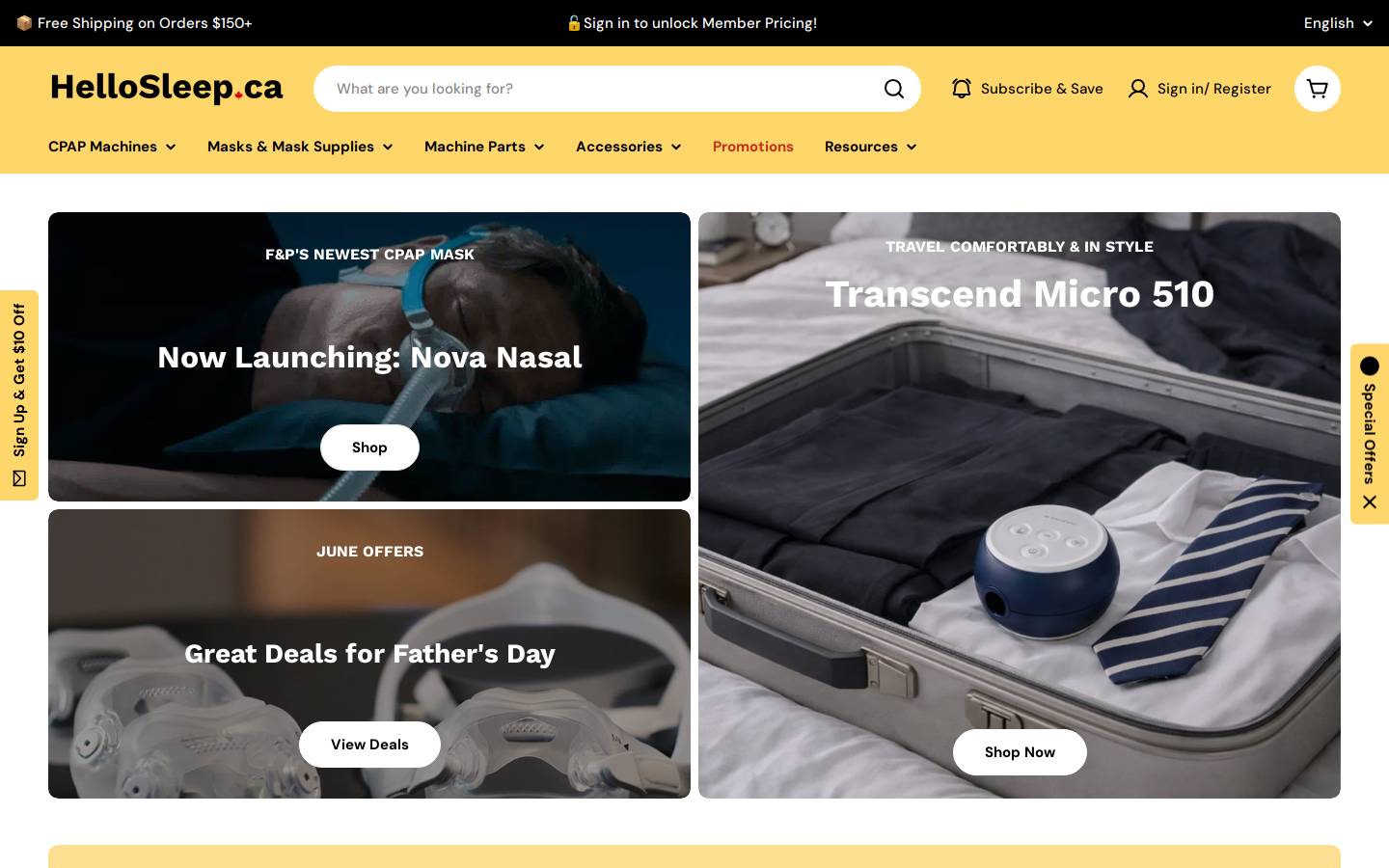 hellosleep.ca homepage screenshot