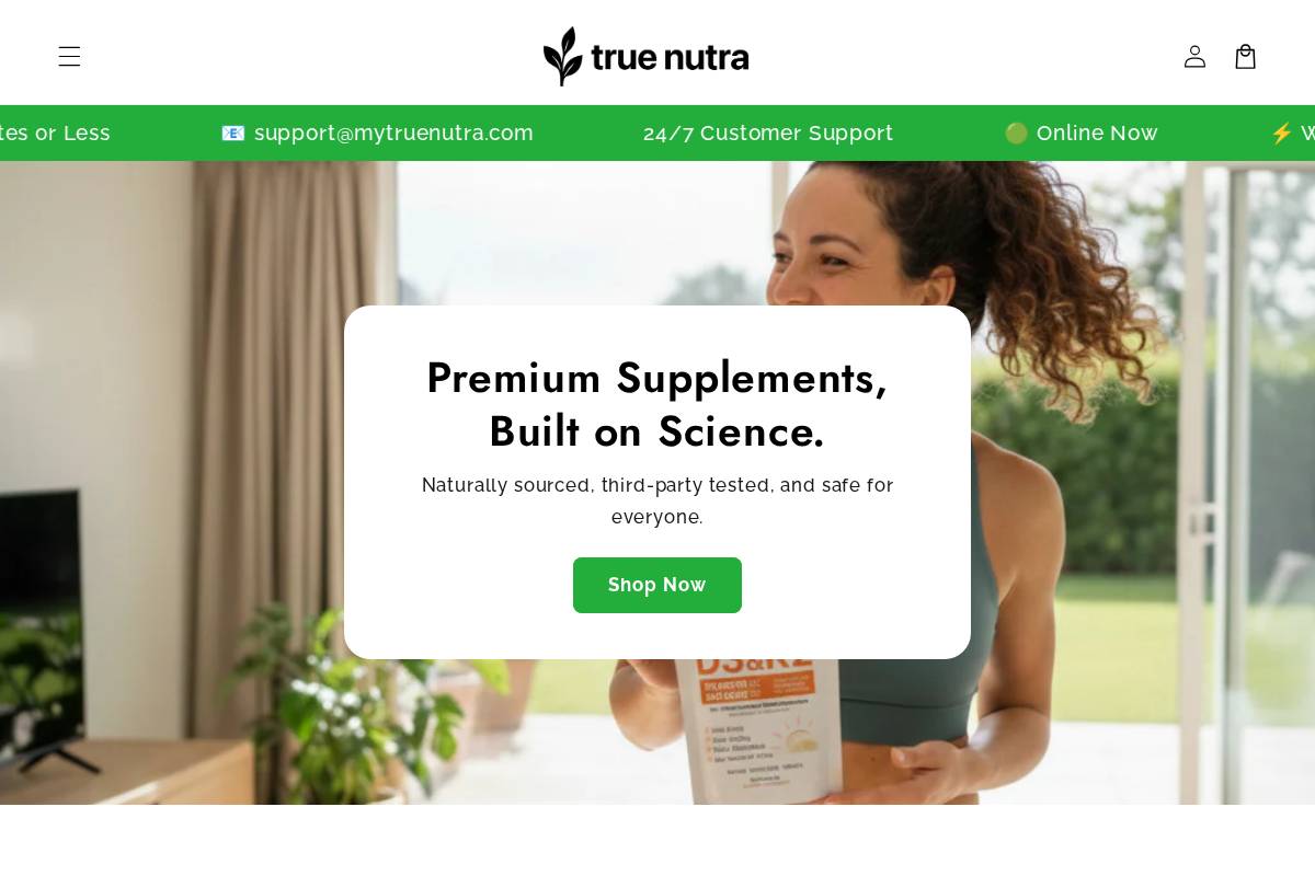 Hellotruenutra homepage screenshot