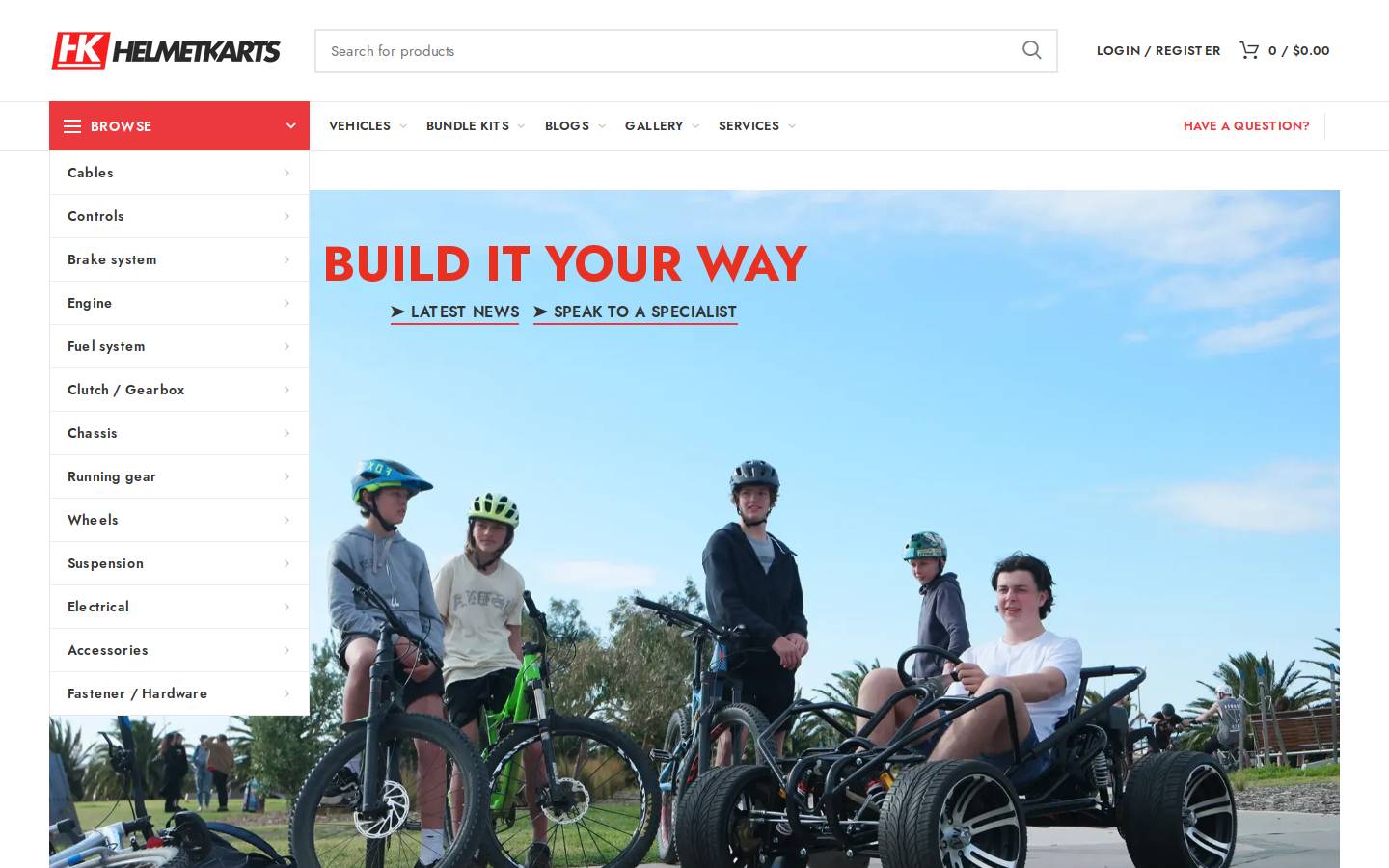 helmetkarts.com homepage screenshot