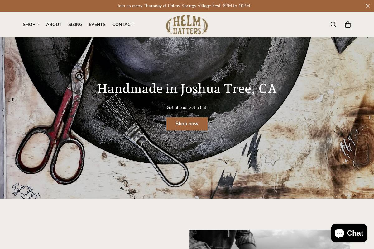 helmhatters.com homepage screenshot