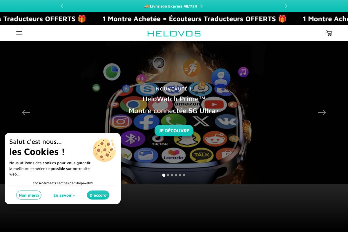 Helovos homepage screenshot