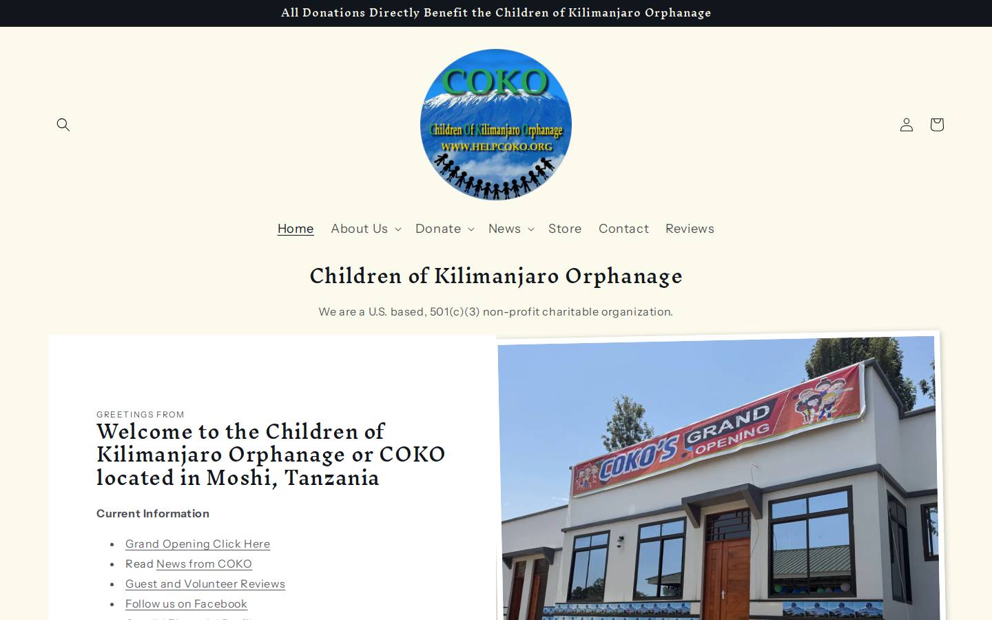 helpcoko.org homepage screenshot