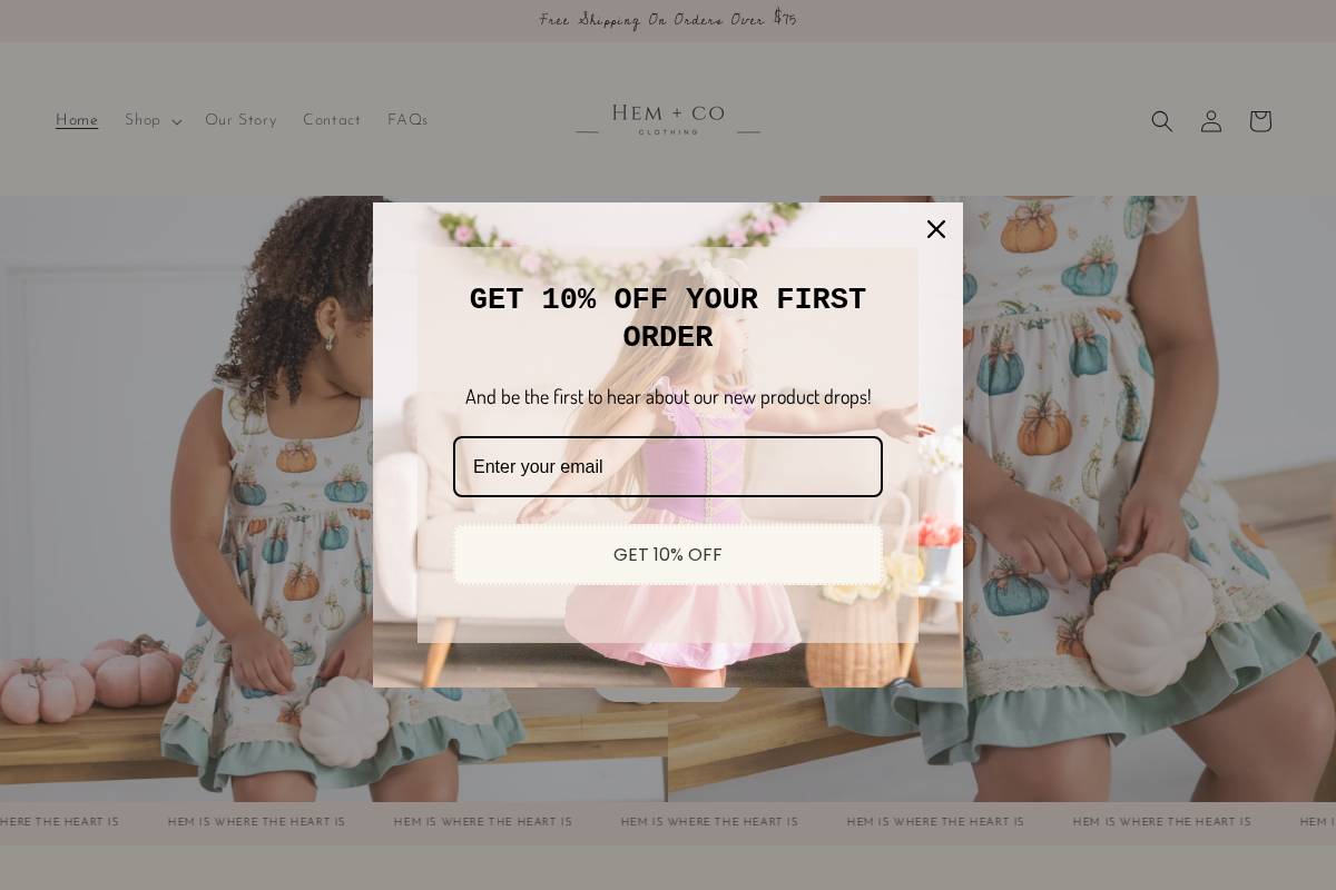 hemandcoclothing.com homepage screenshot