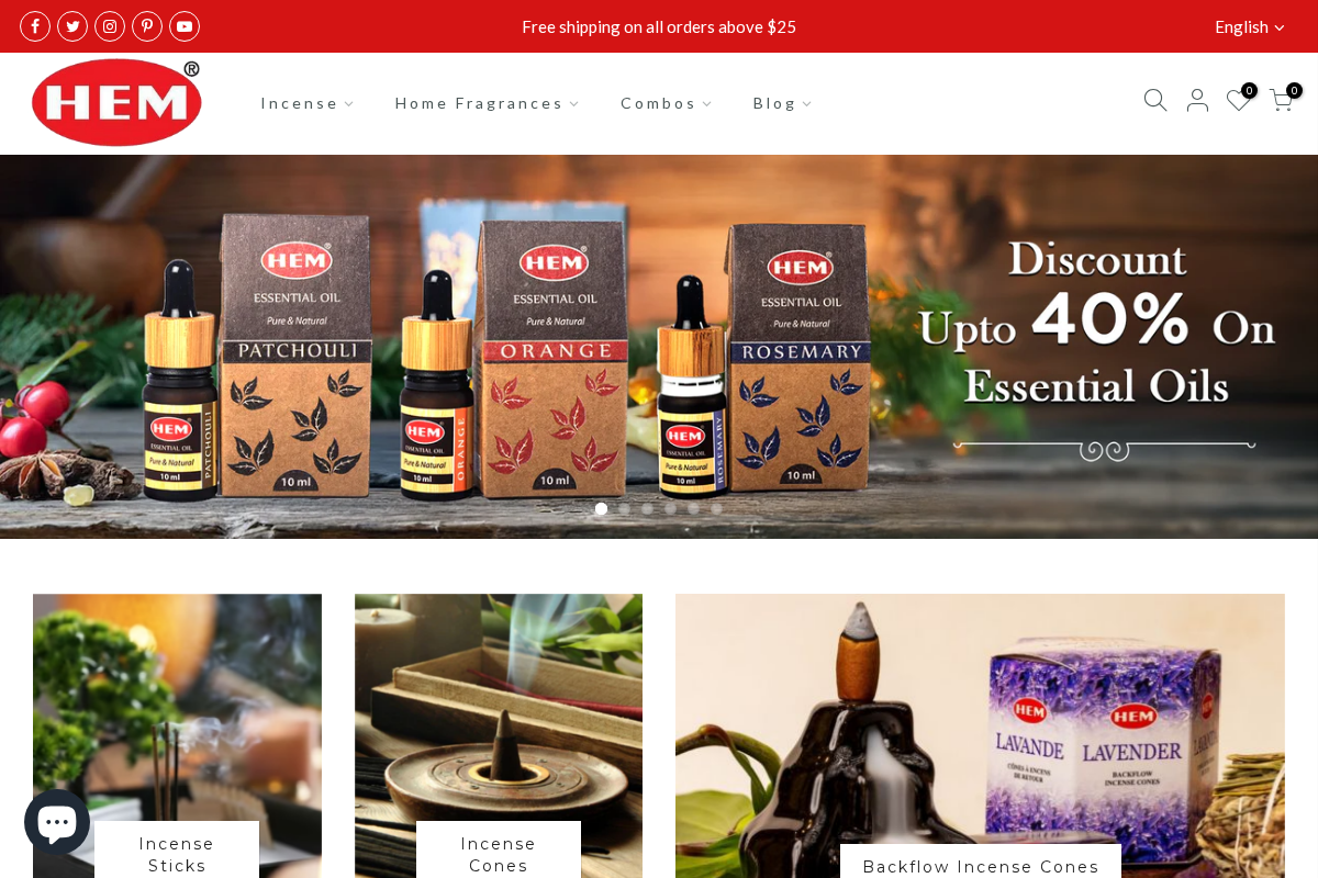 Hem Incense homepage screenshot
