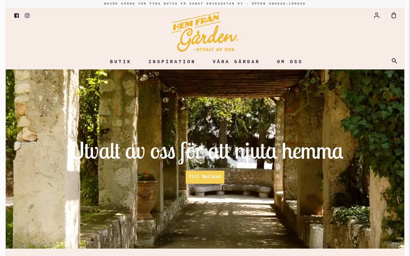 Hemfrangarden homepage screenshot