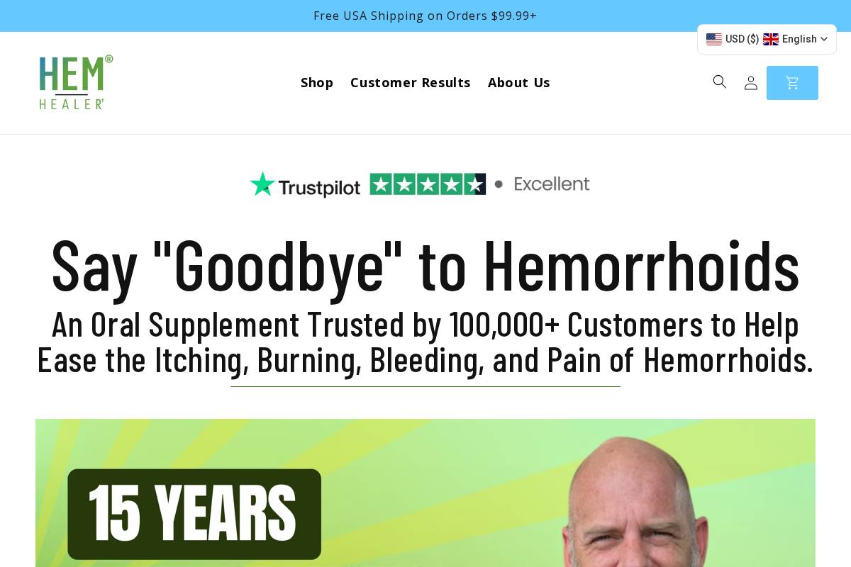 Hem Healer homepage screenshot