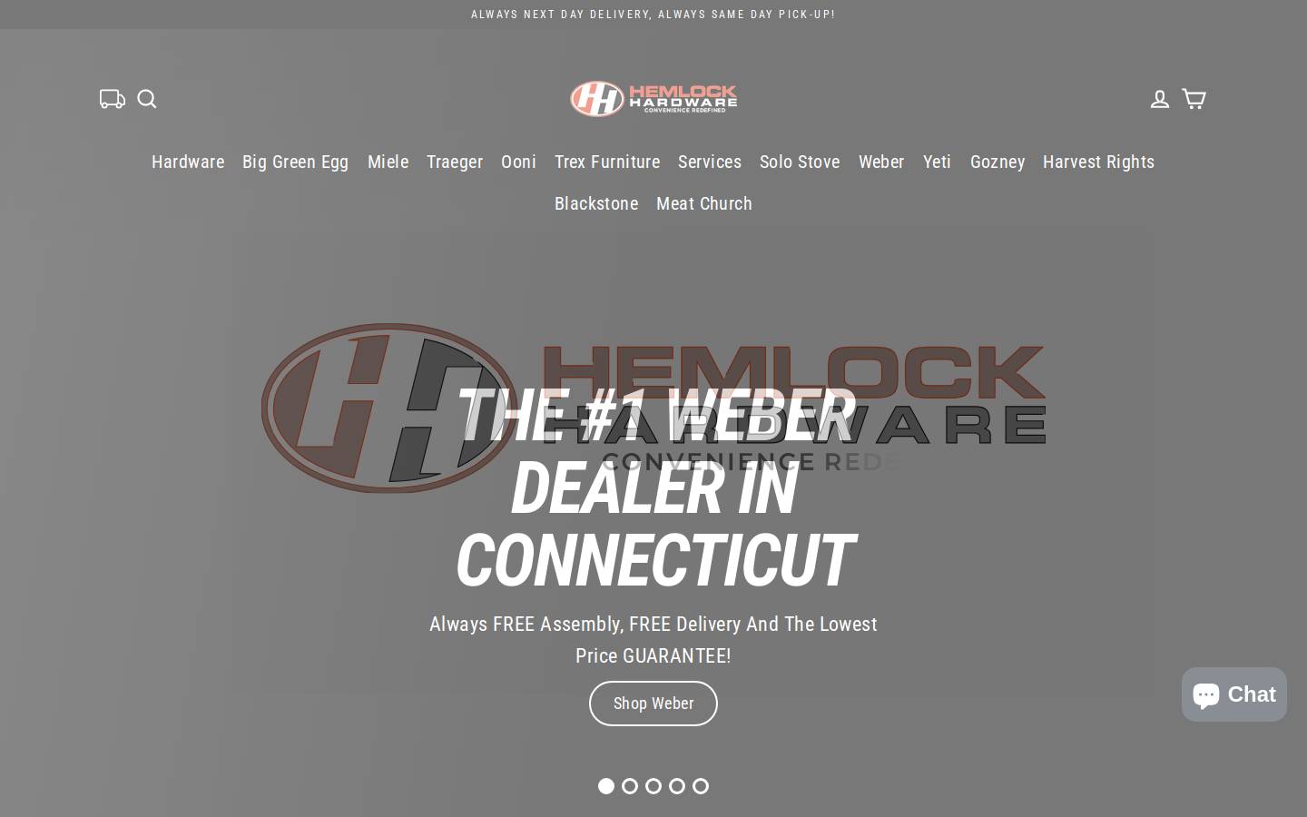 hemlockhardware.com homepage screenshot