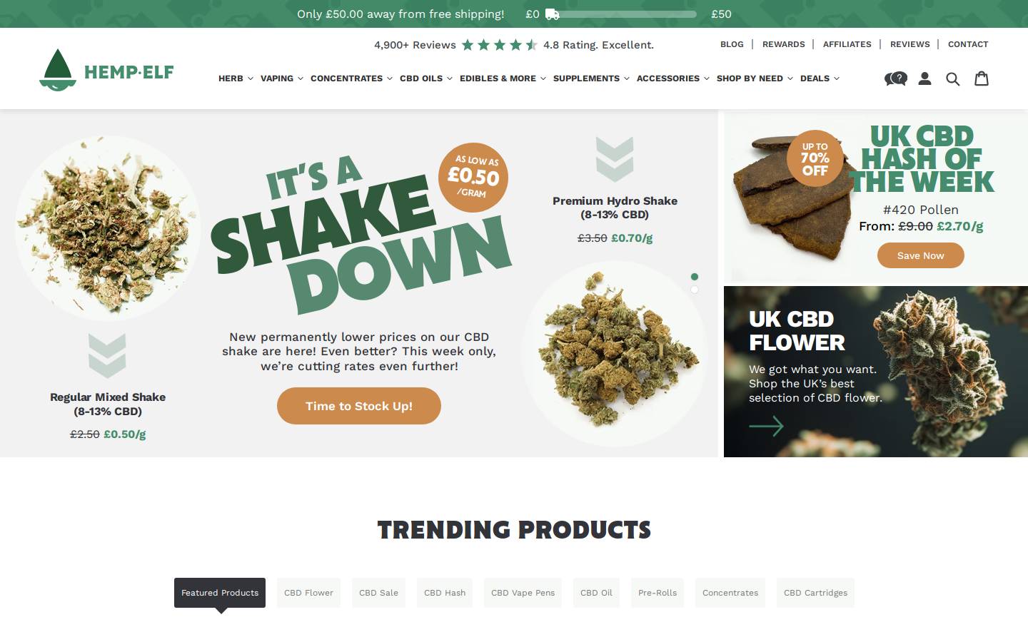 HempElf homepage screenshot