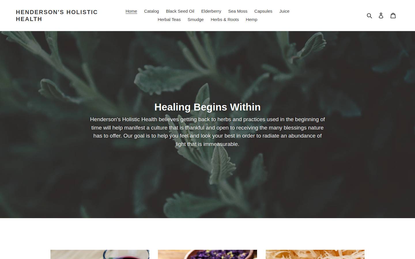 hendersonsholistichealth.com homepage screenshot