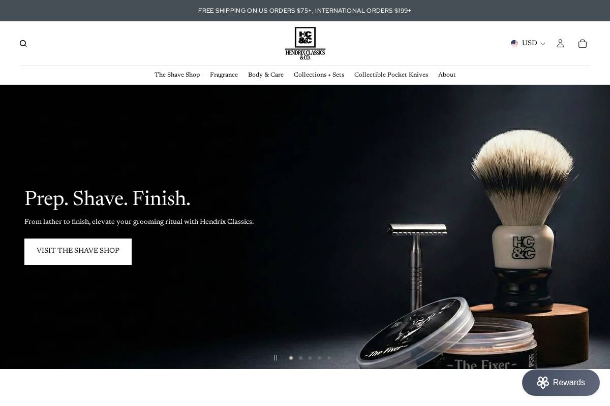 hendrixclassics.com homepage screenshot