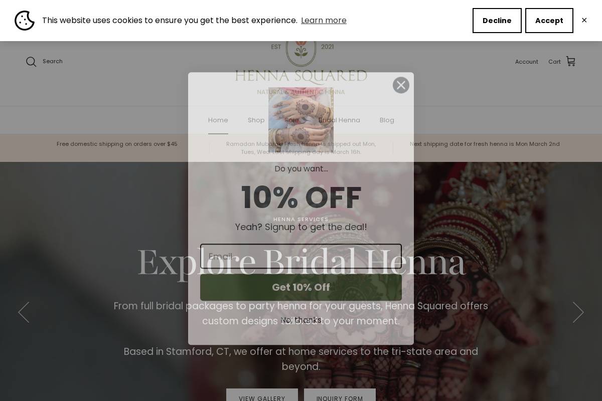 hennasquared.com homepage screenshot