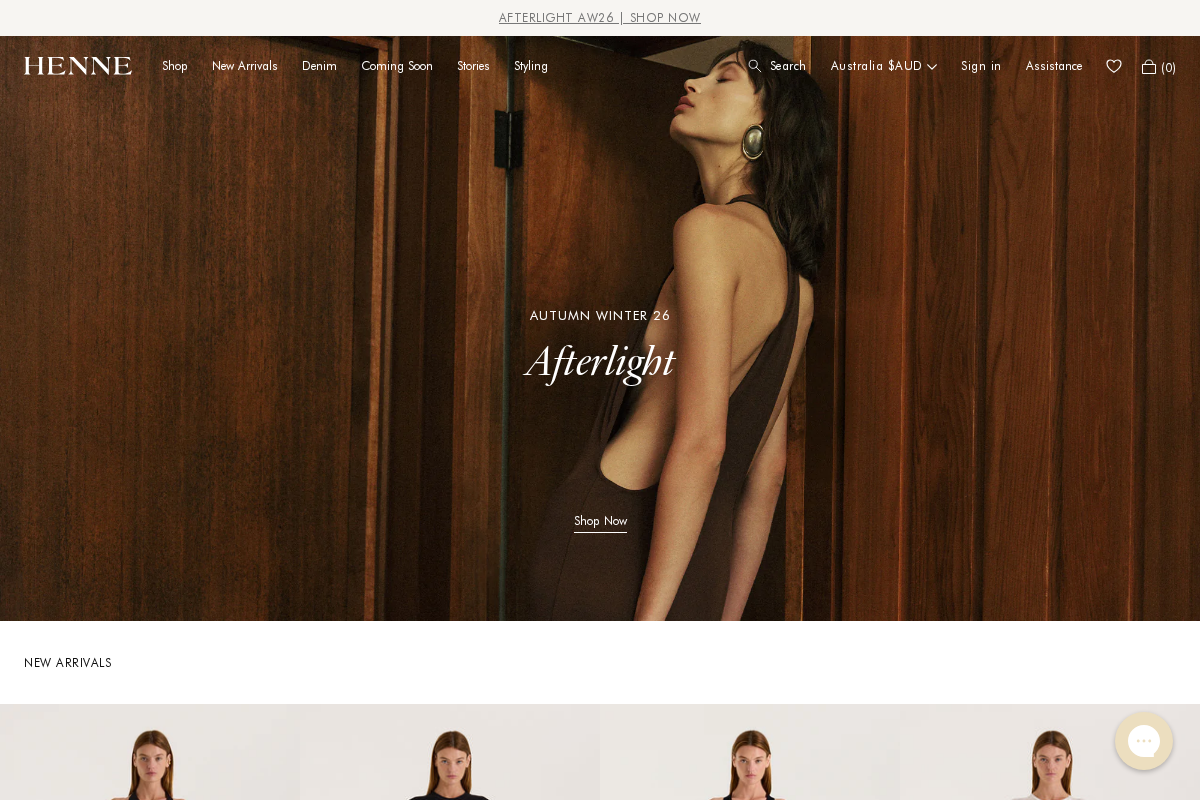 Henne homepage screenshot