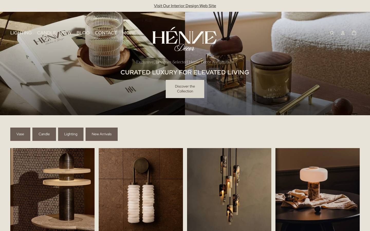 hennedecor.com homepage screenshot