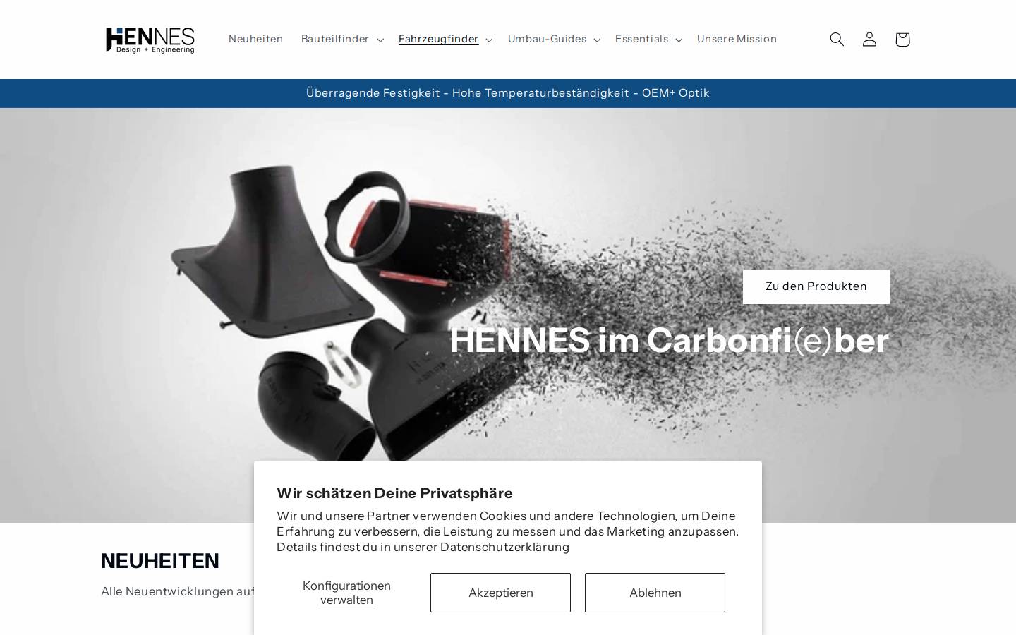 hennes-products.com homepage screenshot