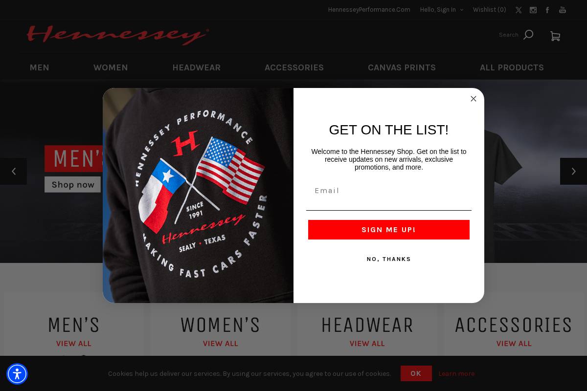 hennesseyshop.com homepage screenshot