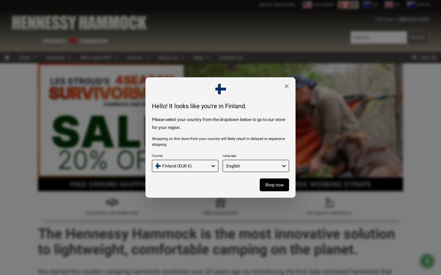 Hennessy Hammock homepage screenshot