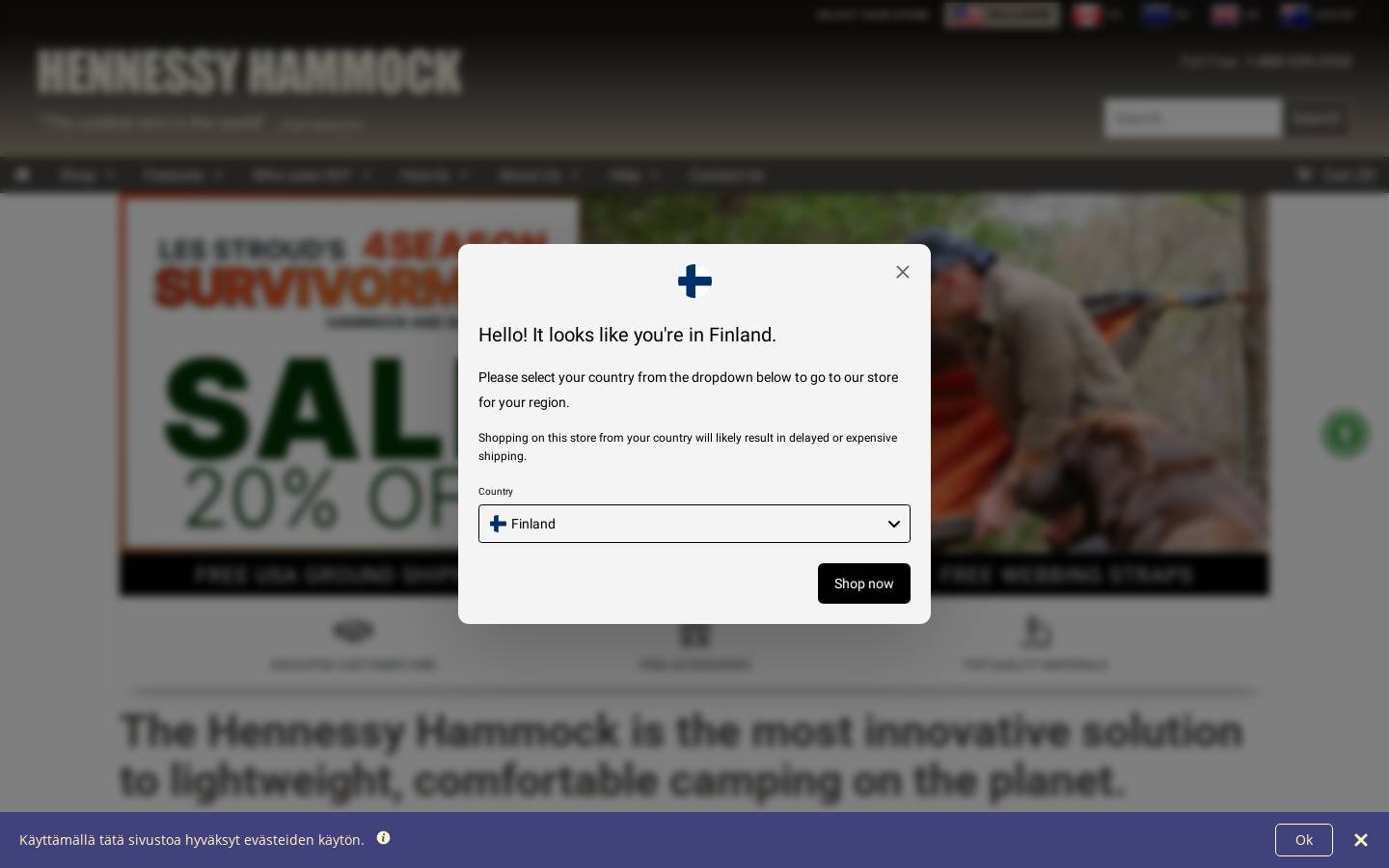 Hennessy Hammock homepage screenshot