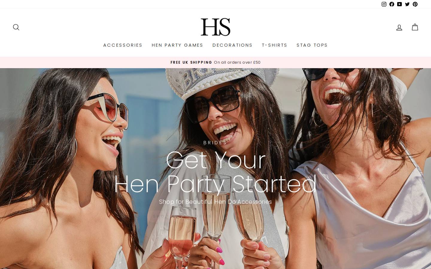 Henpartysuperstore homepage screenshot