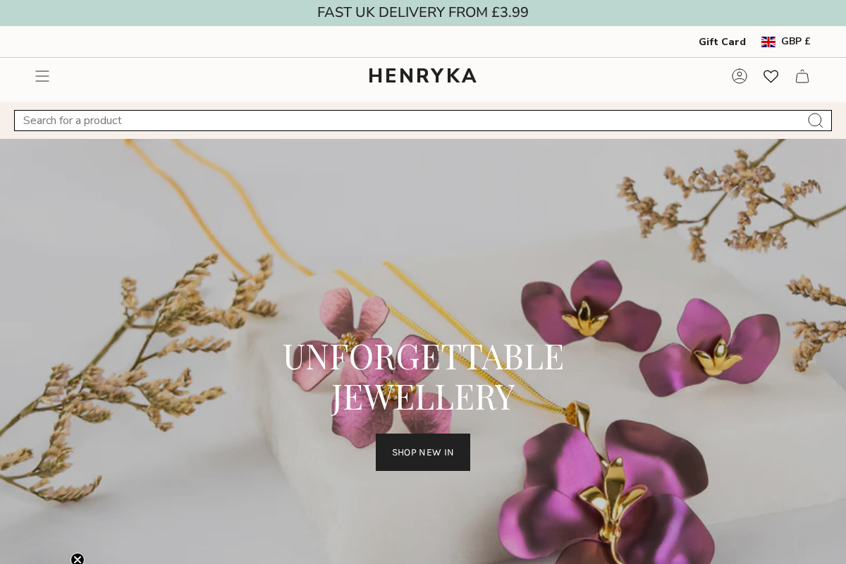 Henryka Jewellery  homepage screenshot