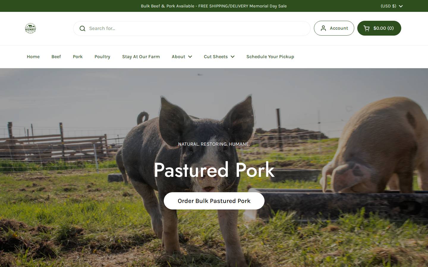 henrypastures.com homepage screenshot